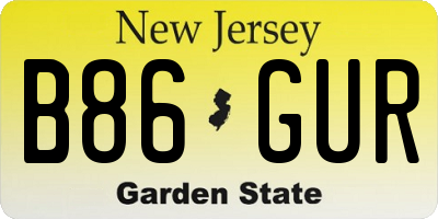 NJ license plate B86GUR