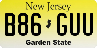 NJ license plate B86GUU