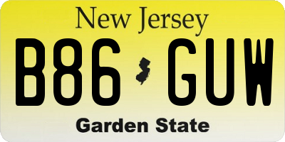 NJ license plate B86GUW