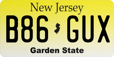 NJ license plate B86GUX