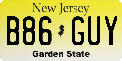 NJ license plate B86GUY