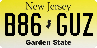 NJ license plate B86GUZ