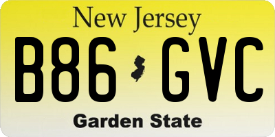 NJ license plate B86GVC