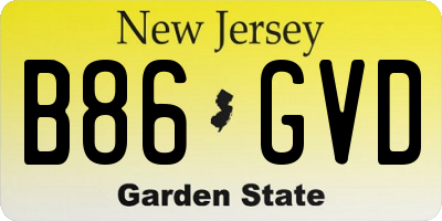 NJ license plate B86GVD