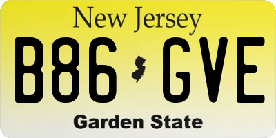 NJ license plate B86GVE