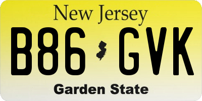 NJ license plate B86GVK