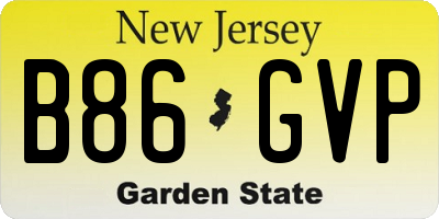 NJ license plate B86GVP