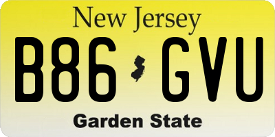 NJ license plate B86GVU