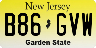 NJ license plate B86GVW