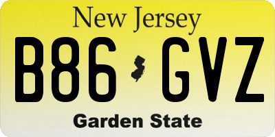 NJ license plate B86GVZ