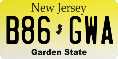 NJ license plate B86GWA