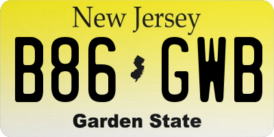NJ license plate B86GWB