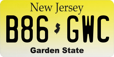 NJ license plate B86GWC