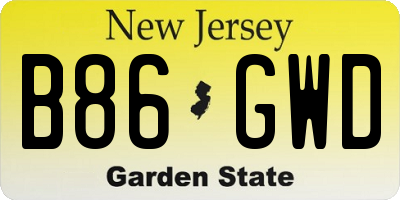 NJ license plate B86GWD