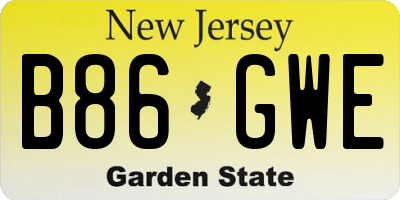 NJ license plate B86GWE