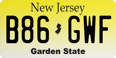 NJ license plate B86GWF