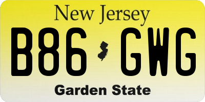 NJ license plate B86GWG