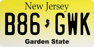 NJ license plate B86GWK