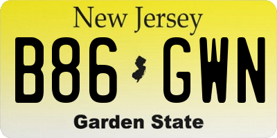 NJ license plate B86GWN