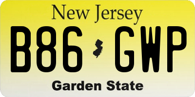 NJ license plate B86GWP