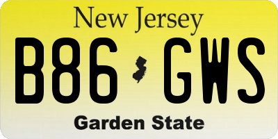 NJ license plate B86GWS