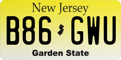 NJ license plate B86GWU