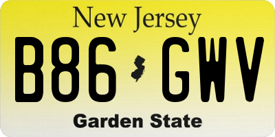 NJ license plate B86GWV