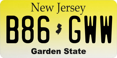 NJ license plate B86GWW