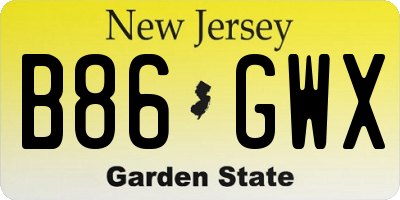 NJ license plate B86GWX