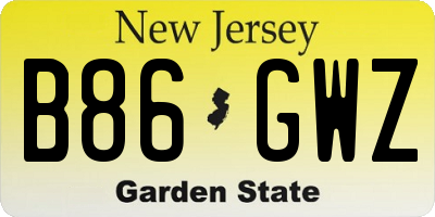 NJ license plate B86GWZ