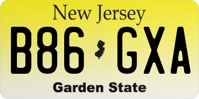 NJ license plate B86GXA