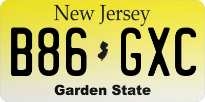 NJ license plate B86GXC
