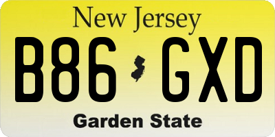NJ license plate B86GXD