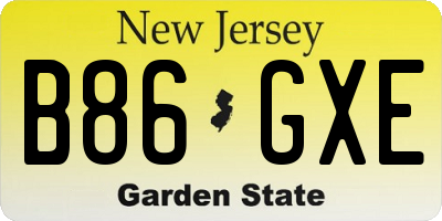 NJ license plate B86GXE