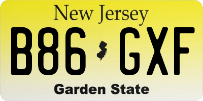 NJ license plate B86GXF