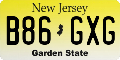 NJ license plate B86GXG