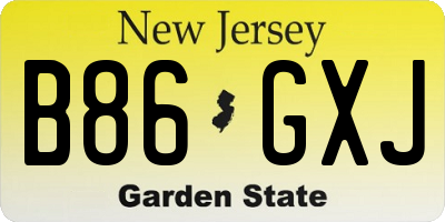NJ license plate B86GXJ