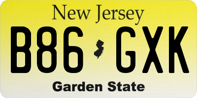 NJ license plate B86GXK