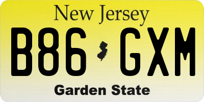 NJ license plate B86GXM