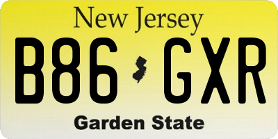 NJ license plate B86GXR