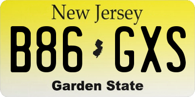 NJ license plate B86GXS