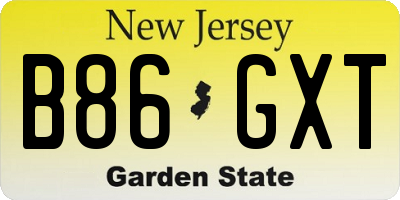 NJ license plate B86GXT