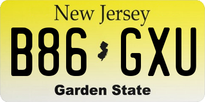 NJ license plate B86GXU