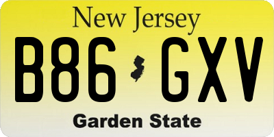 NJ license plate B86GXV