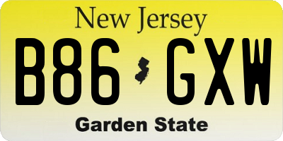 NJ license plate B86GXW