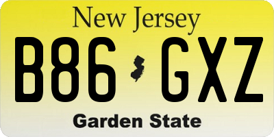 NJ license plate B86GXZ