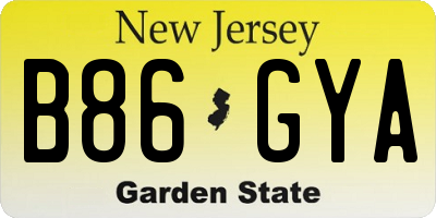 NJ license plate B86GYA