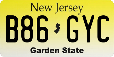 NJ license plate B86GYC