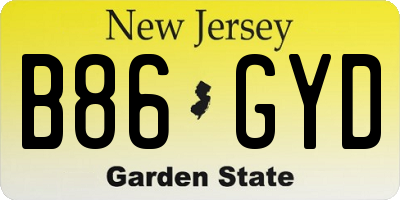 NJ license plate B86GYD