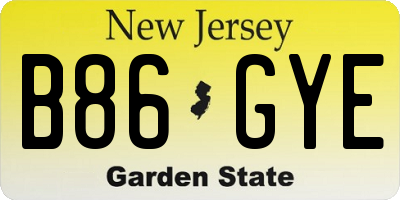 NJ license plate B86GYE
